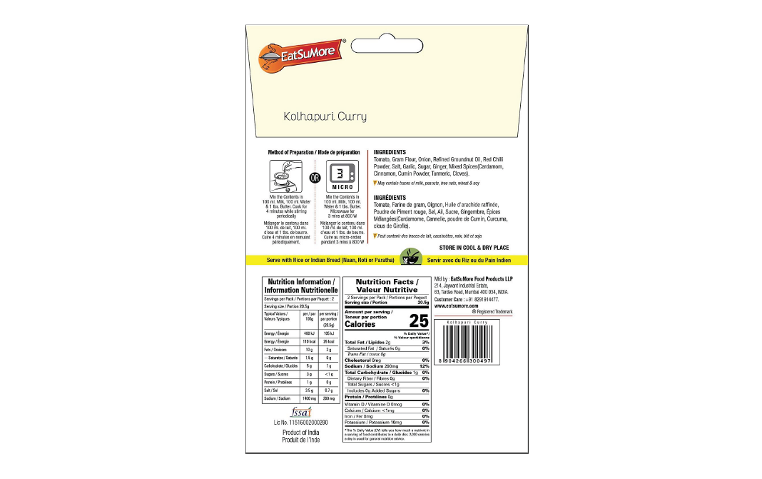 EatSuMore Kolhapuri Curry    Pack  41 grams